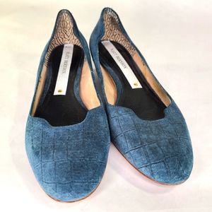 Matt Bernson Croc Suede Notched Ballet Flats